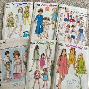 Set of 6 Child Little Girl Vintage Sewing Patterns Simplicity Size 4